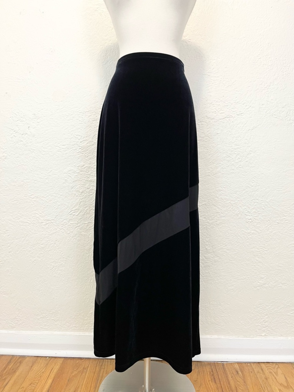 Vintage 90s Y2K Skirt Maxi Velvet Mesh Panel Whimsigoth Goth Express Large L